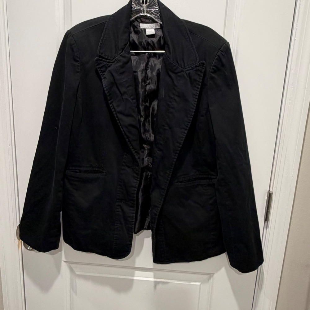 Max Rave Womens Blazer Stretch Cotton Twill Black XL